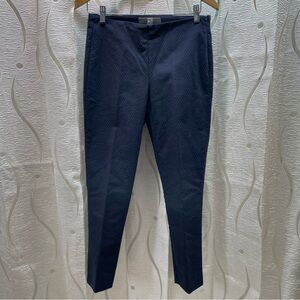Tristan Slim Ankle Pants Womens 2 Navy Blue Micro Dot Stretch Side Zip Excellent